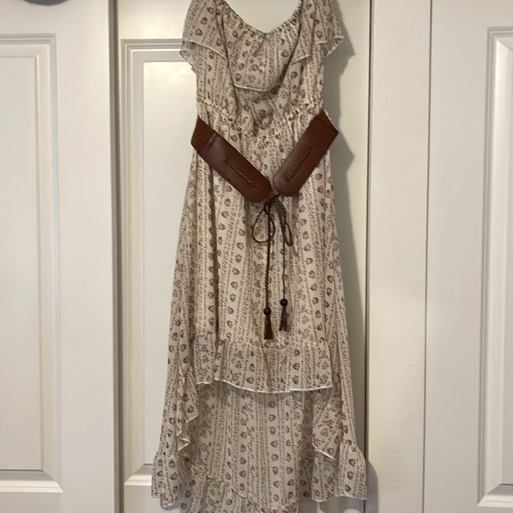 New, no tags, never worn. Strapless belted high-low lined sundress